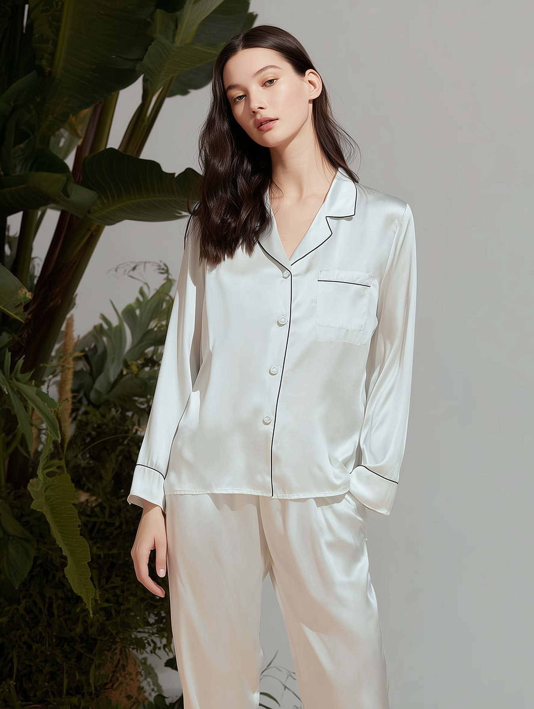 Cream Silk Pajama Set
