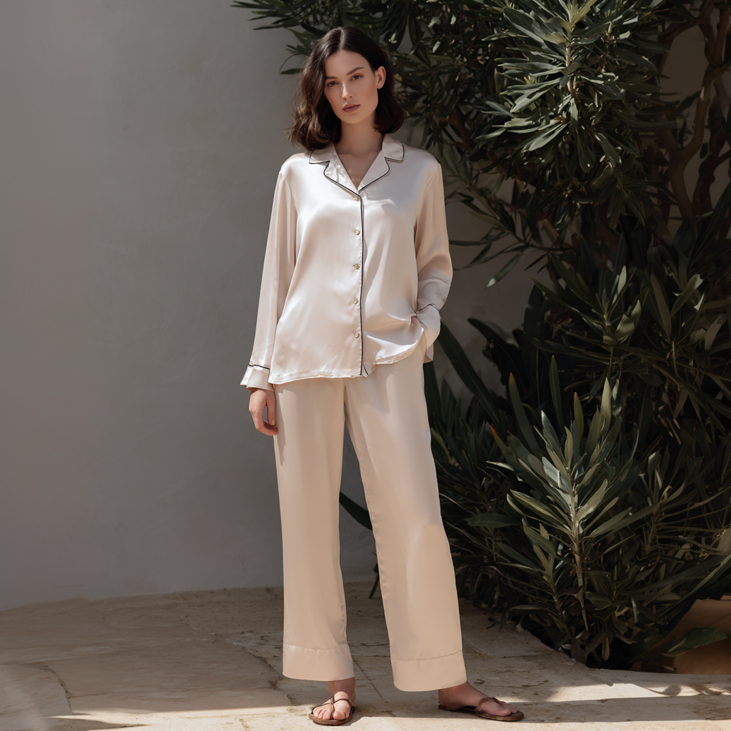 White Silk Pajama Set